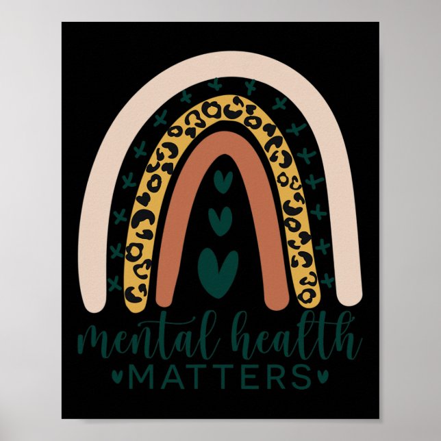 Leopard Skriv ut Boho Rainbow Awarene Poster (Framsidan)