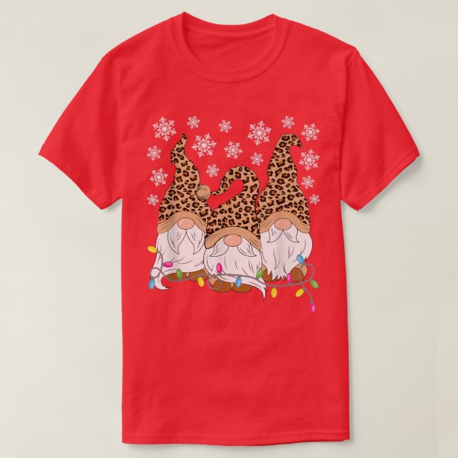 Leopard Skriv ut Gnomes Julafton Den nya jultomten T Shirt (Design framsida)