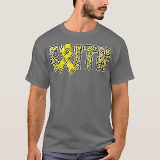 Leopard Skriv ut Guld Ribbon FAITH Childature Canc T Shirt
