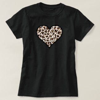 Leopard Skriv ut hjärta T Shirt