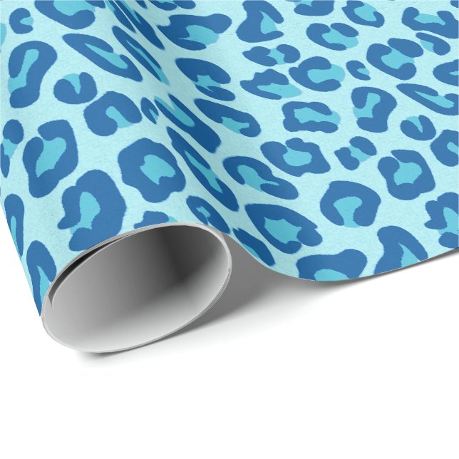 Leopard Skriv ut i ljusskammare till Mörk Denim Bl Presentpapper (Rullad Hörn)