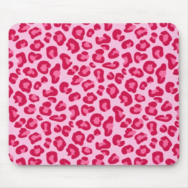 Leopard Skriv ut i Pastel Rosa, Shock rosa och Fuc Musmatta (Framsidan)