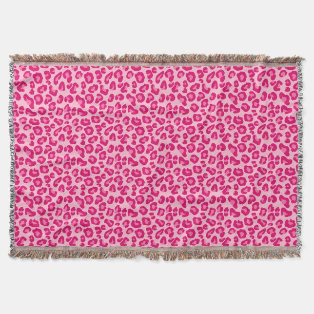 Leopard Skriv ut i pastellform, Rosa, Shock rosa o Filt (Framsidan)