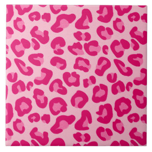 Leopard Skriv ut i pastellform, Rosa, Shock rosa o Kakelplatta