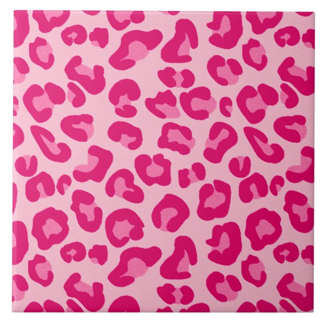 Leopard Skriv ut i pastellform, Rosa, Shock rosa o Kakelplatta (Framsidan)