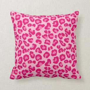 Leopard Skriv ut i pastellform, Rosa, Shock rosa o Kudde