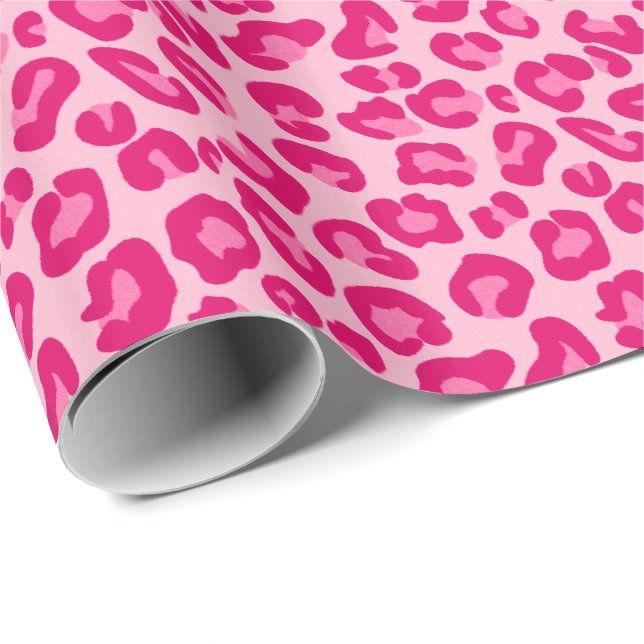 Leopard Skriv ut i pastellform, Rosa, Shock rosa o Presentpapper (Rullad Hörn)
