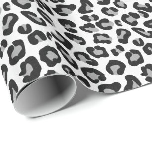 Leopard Skriv ut i svartvitt med Grått / Grått Presentpapper