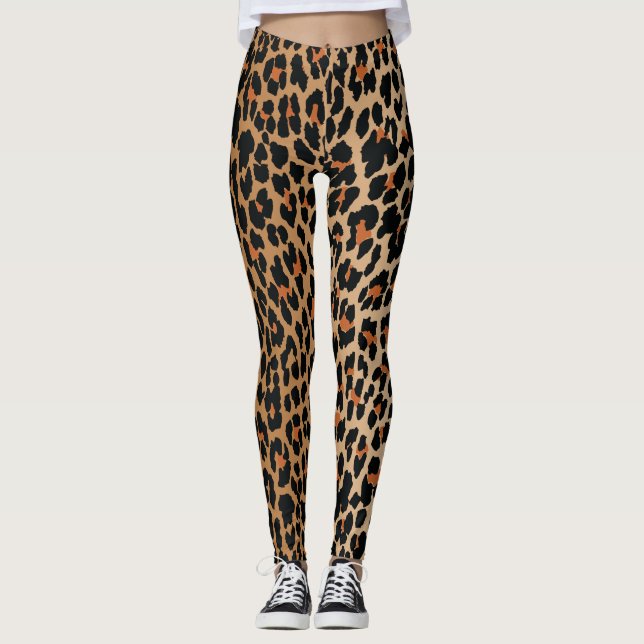 Leopard Skriv ut Leggings (Framsida)