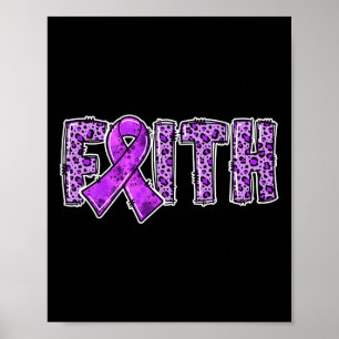 Leopard Skriv ut Lila Ribbon FAITH Drug Overdose A Poster