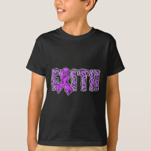 Leopard Skriv ut Lila Ribbon Faith Drug Overdose A T Shirt
