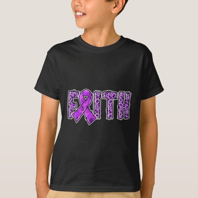 Leopard Skriv ut Lila Ribbon Faith Drug Overdose A T Shirt (Framsida)