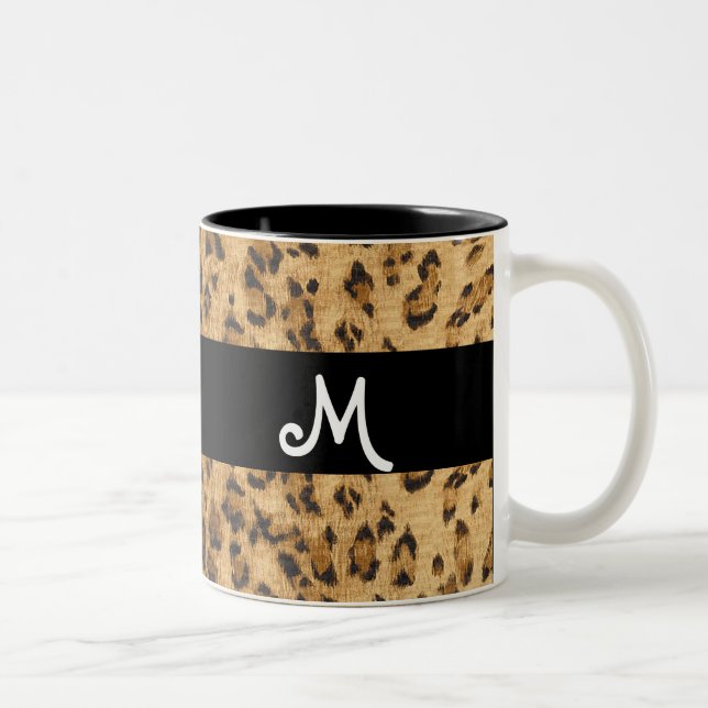 Leopard Skriv ut M monogram initialer kaffe Mugg K (Höger)