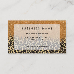 Leopard Skriv ut med penseldrag i Guld Faux Glitte Visitkort