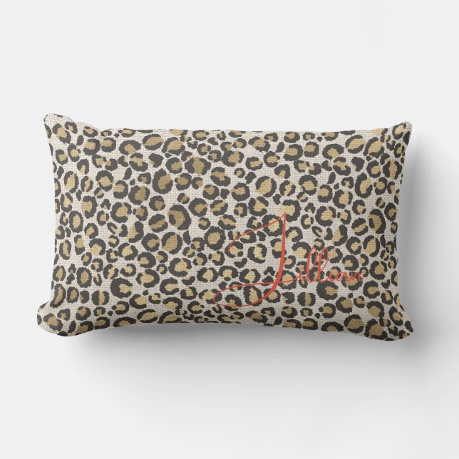 Leopard Skriv ut nuetrals Namn Chic Trendig Decor  Lumbarkudde (Framsida)