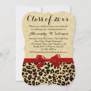 Leopard Skriv ut Red Bow Studenten/Party Call Inbjudningar