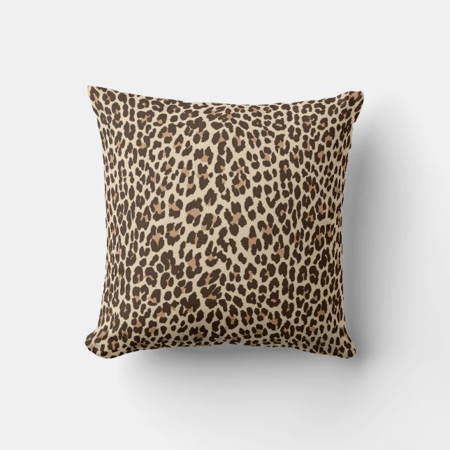 Leopard Skriv ut Reversible Solid Pillow Kudde (Framsida)
