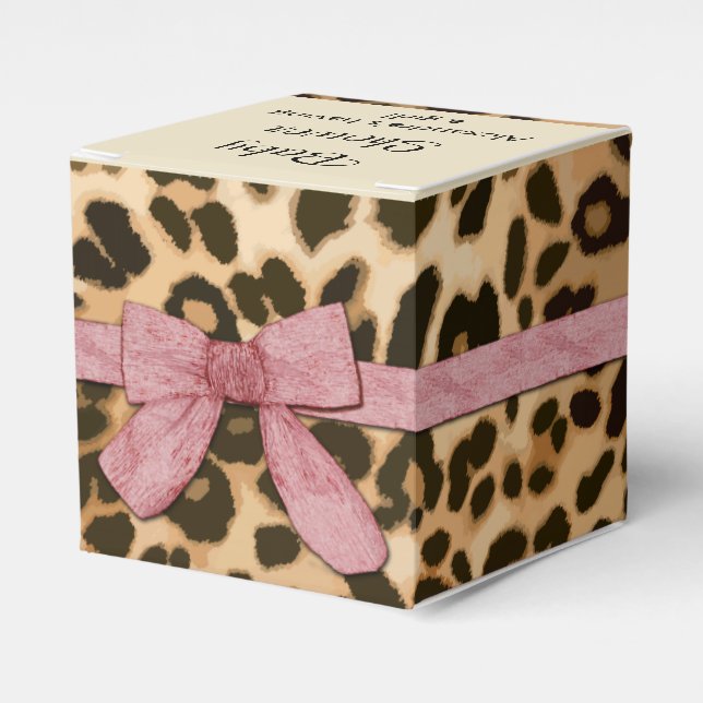 Leopard Skriv ut Rosa Bow Girl Baby Shower Presentaskar (Framsidan Sidan)