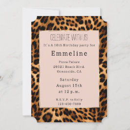 Leopard Skriv ut  Rosa Chic Guld Glam Inbjudningar