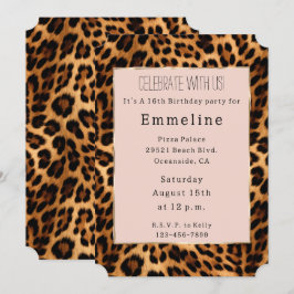 Leopard Skriv ut Rosa Chic Guld Glam Inbjudningar
