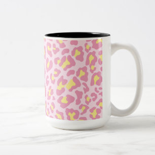 Leopard Skriv ut Rosa och Gult Två-Tonad Mugg