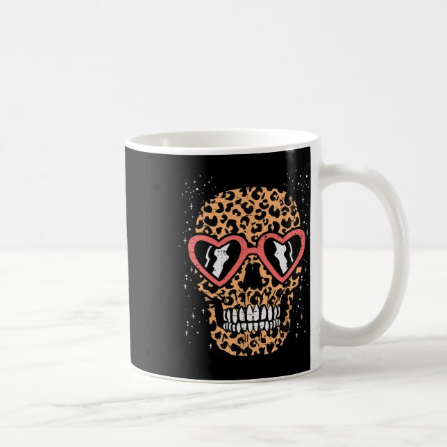 Leopard Skriv ut Skull Skeleton Funny Halloween Wo Kaffemugg (Höger)