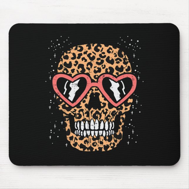 Leopard Skriv ut Skull Skeleton Funny Halloween Wo Musmatta (Framsidan)