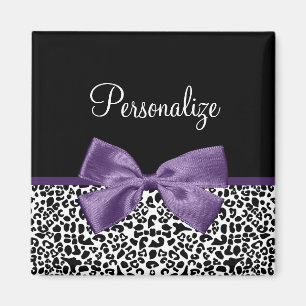Leopard Skriv ut Söt Lila med Namn Magnet