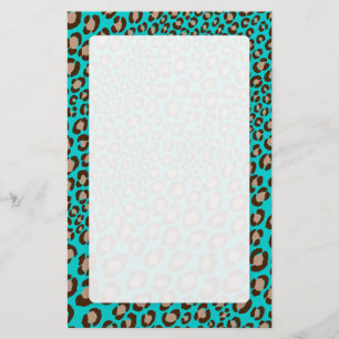 Leopard Skriv ut/teal/Lägg till bakgrund färg!! Brevpapper