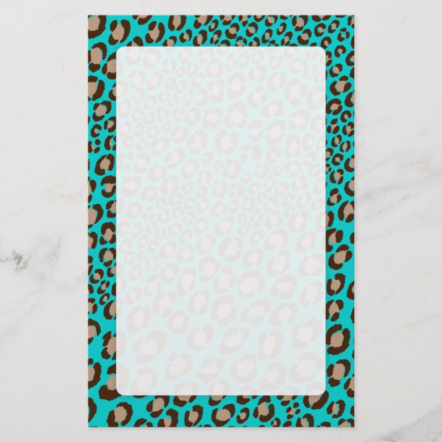 Leopard Skriv ut/teal/Lägg till bakgrund färg!! Brevpapper (Framsida)