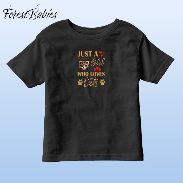 Leopard Skriv ut teckensnitt, flicka som Kärlek ta T Shirt (Cute Leopard Kitten, Wild Kitty, Feline Animal Print Font, Just A Girl Who Loves Cats T-shirt 🐆)