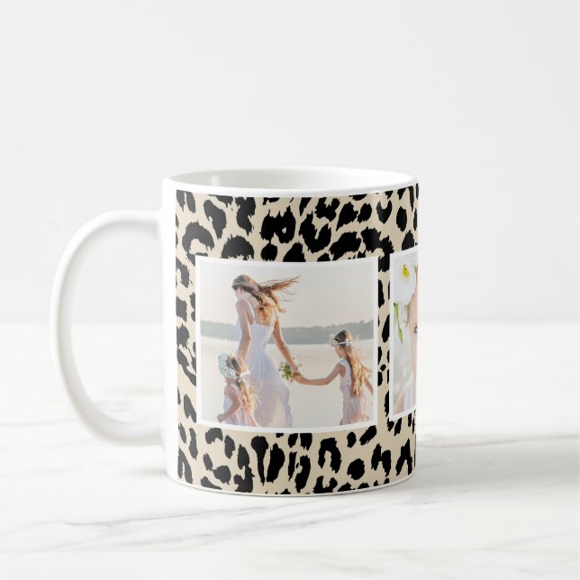 Leopard Skriv ut tre fotokollage Kaffemugg (Vänster)