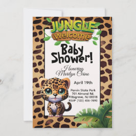 Leopard Skriv ut Wildlife Kattunge Baby Shower 🐆 Inbjudningar