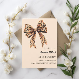 Leopard skriver ut brun beige födelsedag inbjudningar