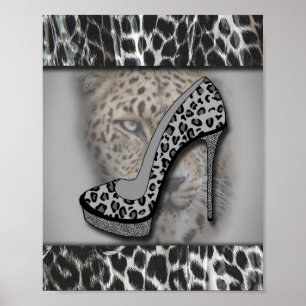 Leopard skriver ut höghälen med leopard poster