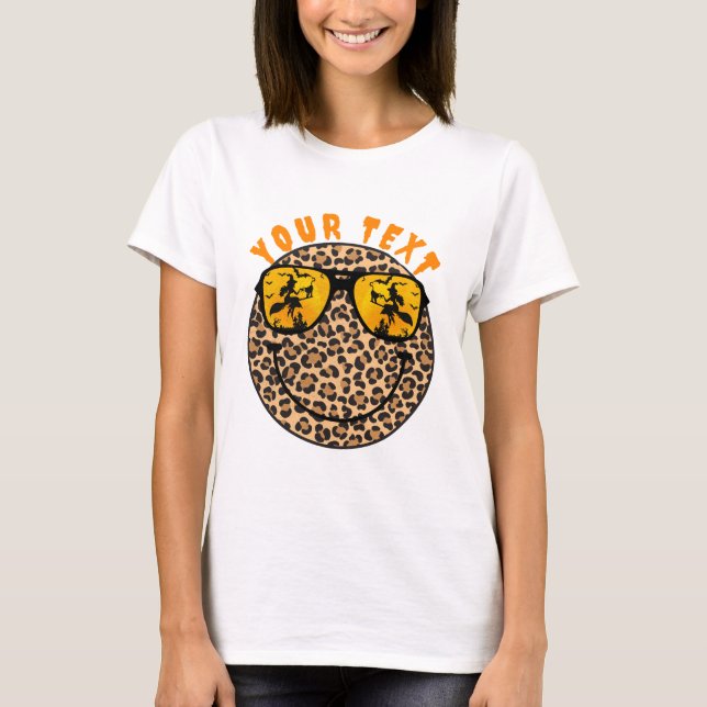 Leopard Smile Ansikte Halloween Anpassningsbar Tex T Shirt (Framsida)