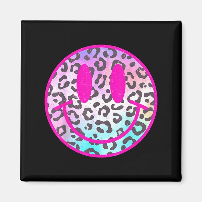 Leopard Smile Ansikte Rosa Trendig Preppy T-Shirt  Magnet (Framsidan)