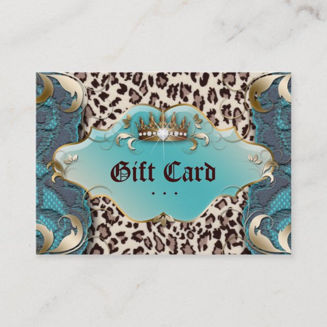 Leopard Snöre Teal mode judelry Gift Certificate L Rabattkort (Framsida)