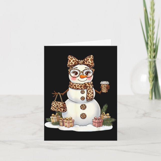 Leopard Snowman With Sungles Funny Christmas Women Kort (Framsida)