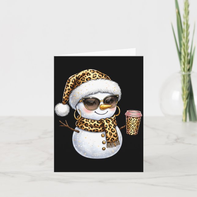 Leopard Snowman With Sungles Funny Christmas Women Kort (Framsida)