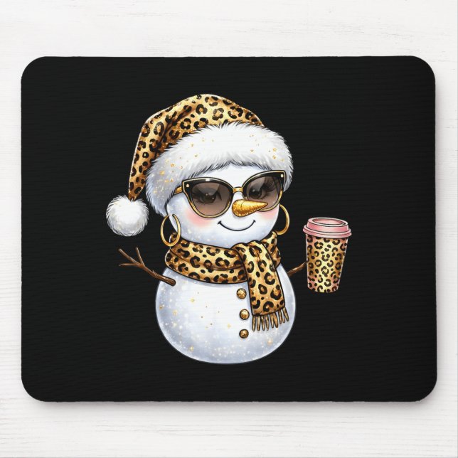 Leopard Snowman With Sungles Funny Christmas Women Musmatta (Framsidan)