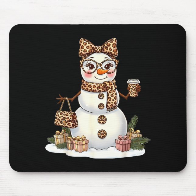 Leopard Snowman With Sungles Funny Christmas Women Musmatta (Framsidan)