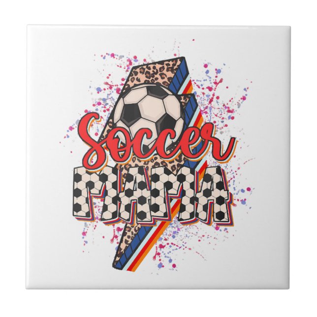Leopard Soccer Mamma Lightning Bolt Sport Mamma Mo Kakelplatta (Framsidan)