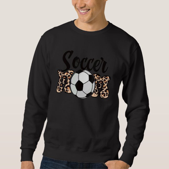 Leopard Soccer Mom     Soccer Ball Mom Mother's Da Lång Ärmad Tröja (Framsida)
