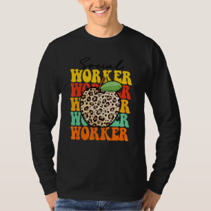 Leopard Socialarbetare Läraruppskattning Tillbaka T Shirt