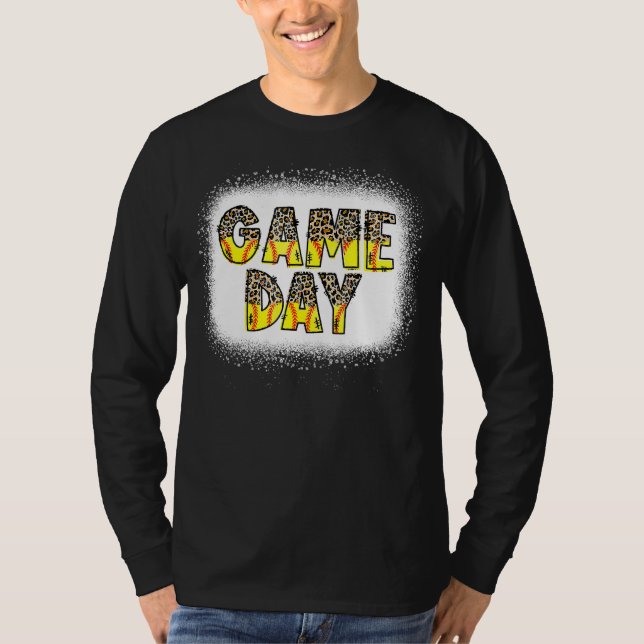 Leopard Softball Game Day Vibes Softball Mamma Sof T Shirt (Framsida)