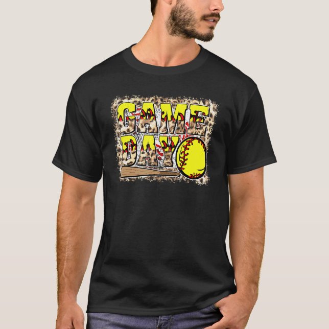 Leopard Softball Game Day Vibes Softball T Shirt (Framsida)