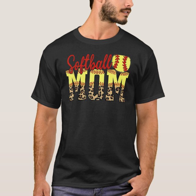 Leopard Softball Mamma Game Day Mor's Day 2022 T Shirt (Framsida)