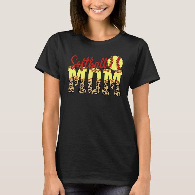 Leopard Softball Mamma Game Day T Shirt (Framsida)
