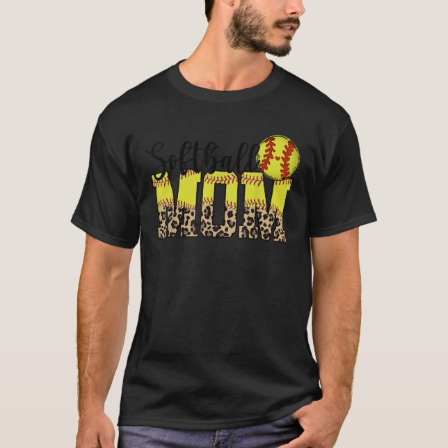 Leopard Softball Mamma Player Sport Softball Life  T Shirt (Framsida)